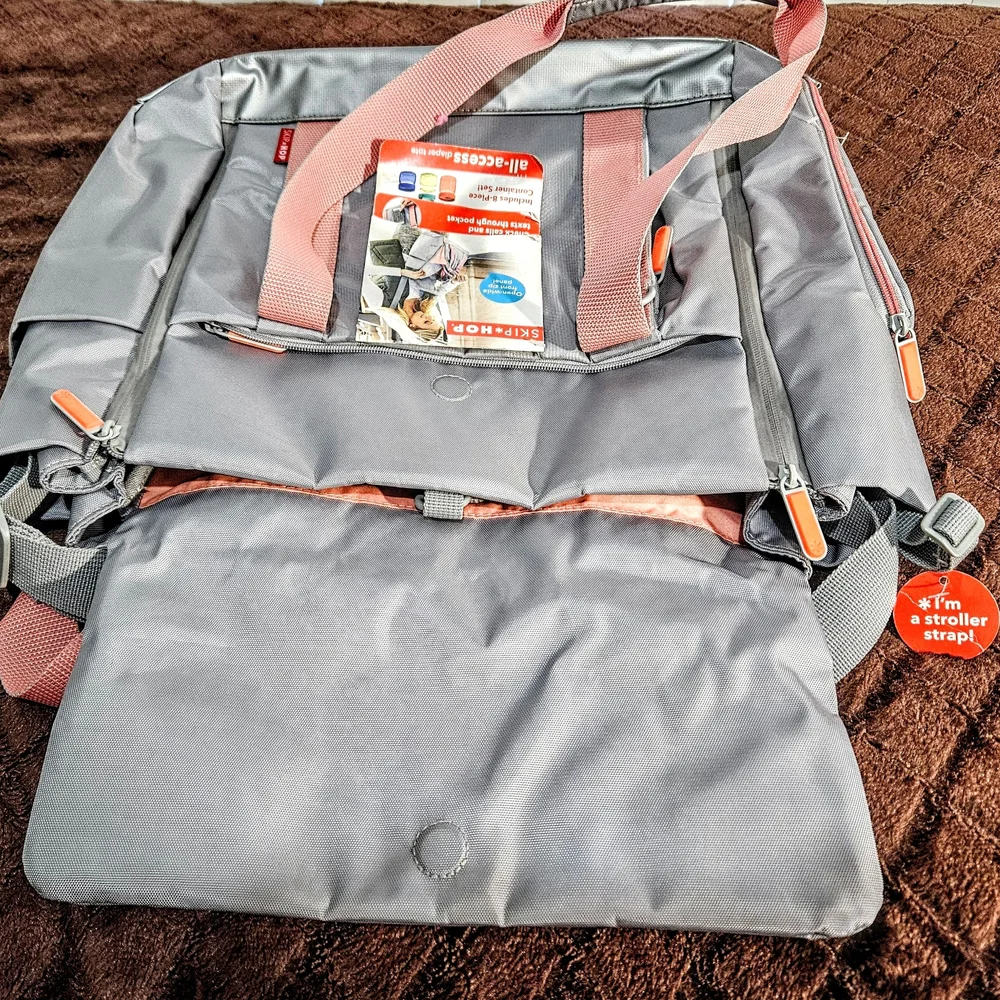 Skip Hop Gray and Pink Diaper Bag